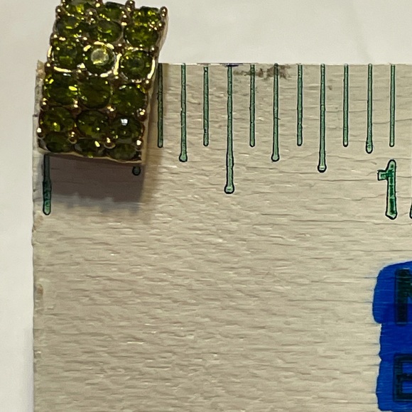 VTG Signed GIVENCHY Clip Earrings Green Half Hoop - Picture 8 of 9